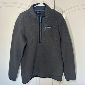Patagonia Men's Large Retro Pile 1/2 Zip Pullover Fleece Sweater Gray